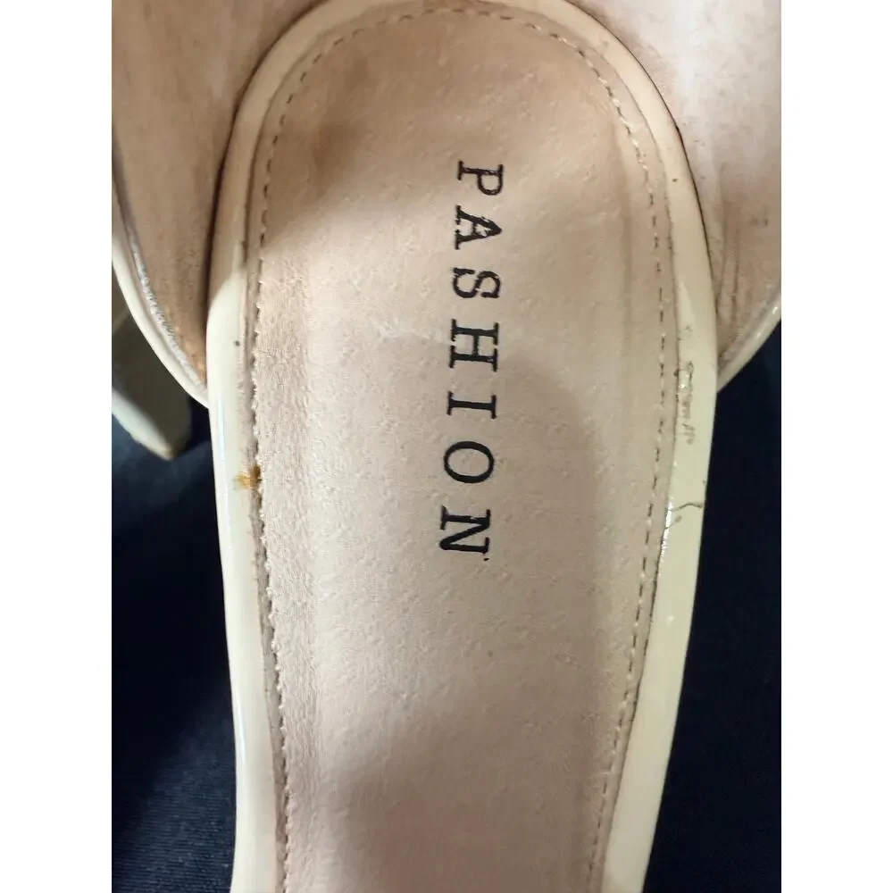 Pashion Footwear Sand Patent The Pashionista Convertible Heels 7.5